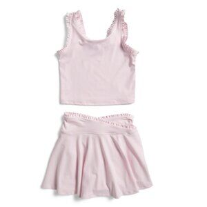 YOGALICIOUS Festival Bloom Big Girls Lettuce Edge Tank And Skort Set